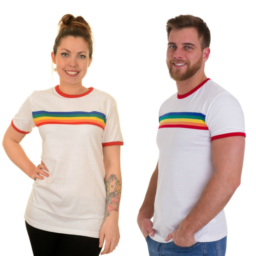 Rainbow Stripe Ringer T Shirt by Run and Fly - Minimum Mouse