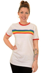Rainbow Stripe Ringer T Shirt by Run and Fly - Minimum Mouse