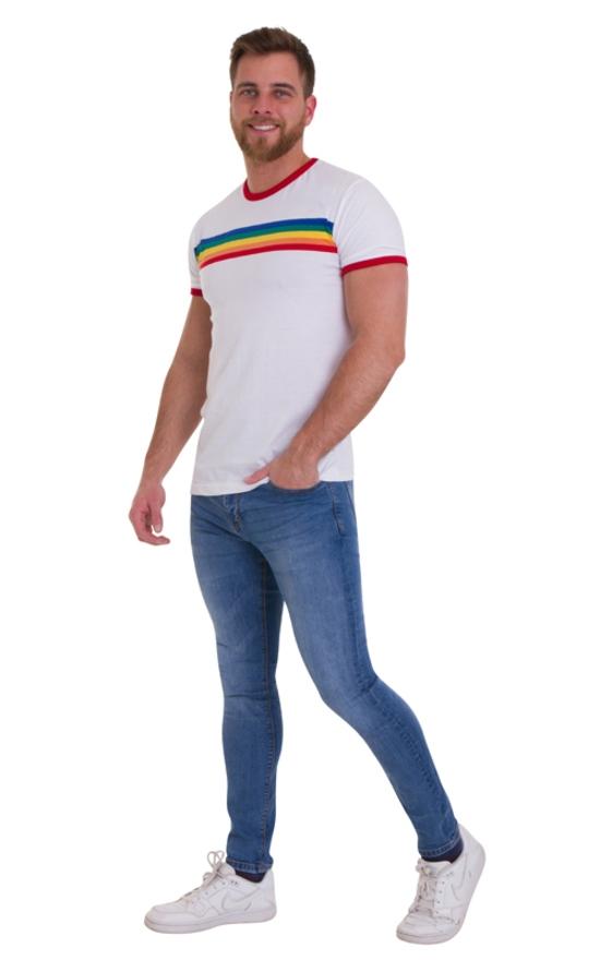 Rainbow Stripe Ringer T Shirt by Run and Fly - Minimum Mouse