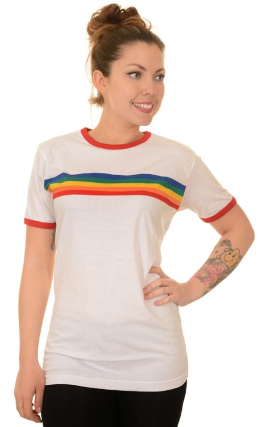 Rainbow Stripe Ringer T Shirt by Run and Fly - Minimum Mouse