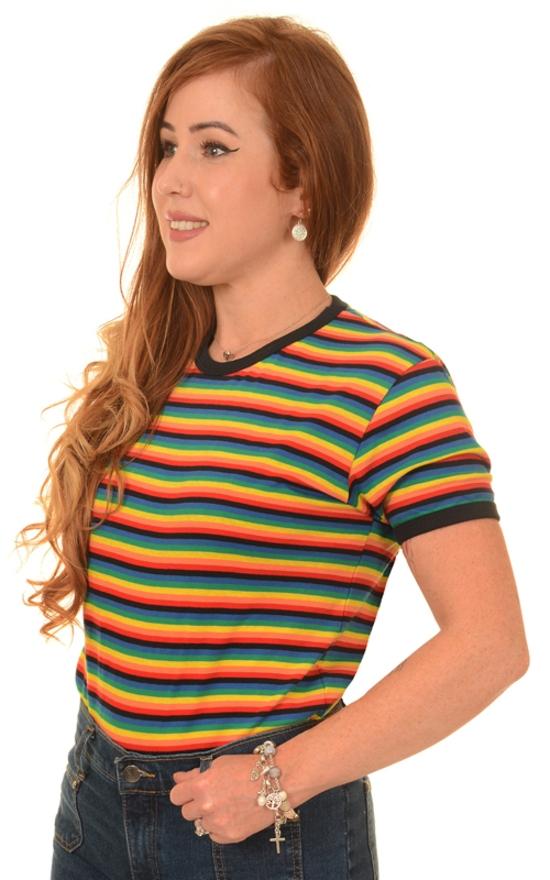 Rainbow Stripe T Shirt by Run and Fly - Minimum Mouse