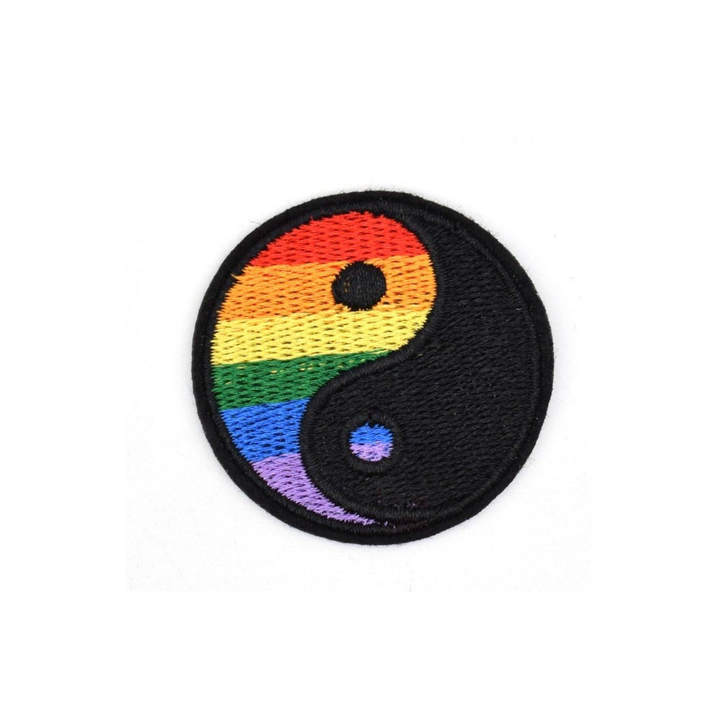 Rainbow Yin Yang Iron On Patch - Minimum Mouse