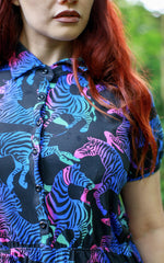 Rainbow Zebra Jersey Skater Dress by Run and Fly - Minimum Mouse