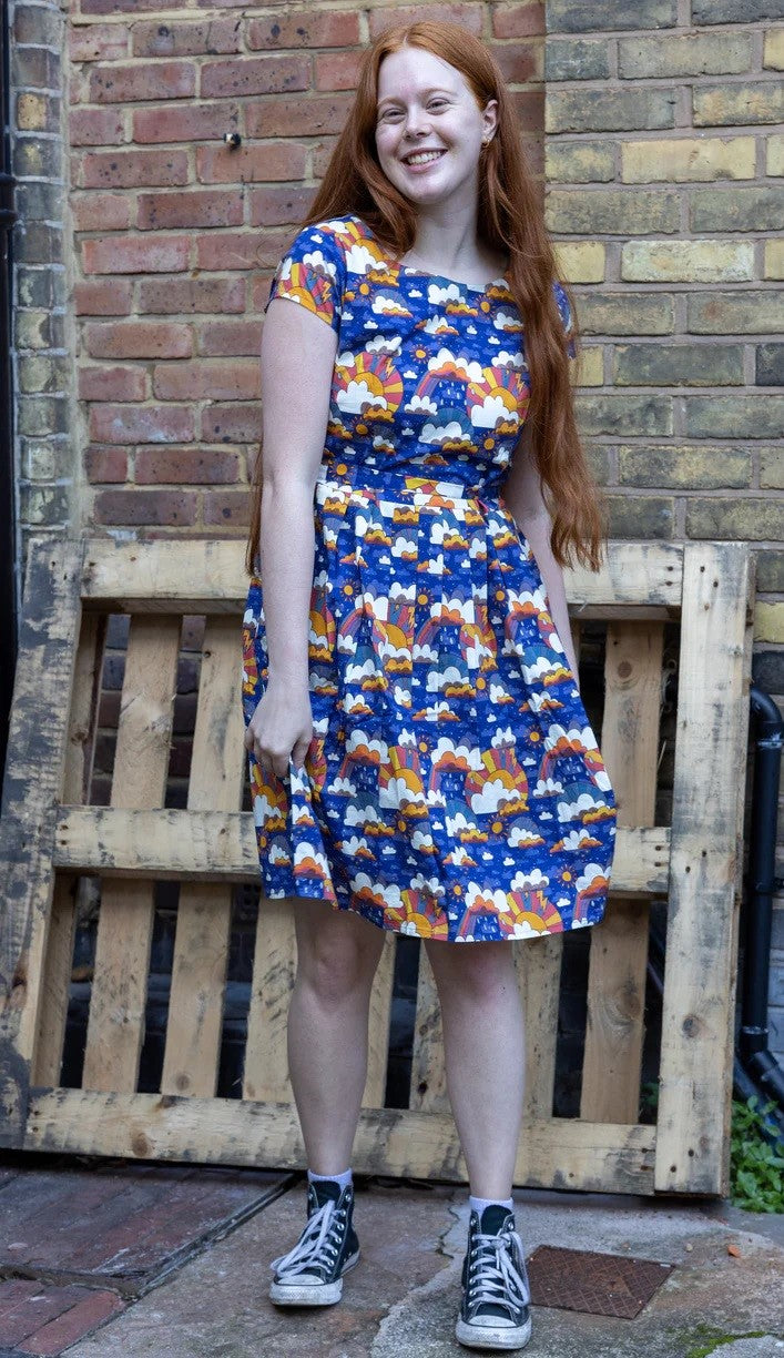Rainy Days Cotton Tea Dress with Pockets by Run and Fly