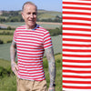 Red and White Stripe Print T Shirt by Run and Fly Short Sleeve - Minimum Mouse