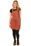 Red Tartan Twill Dungaree Pinafore Dress by Run and Fly - Minimum Mouse