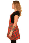 Red Tartan Twill Dungaree Pinafore Dress by Run and Fly - Minimum Mouse