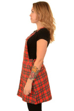 Red Tartan Twill Dungaree Pinafore Dress by Run and Fly - Minimum Mouse