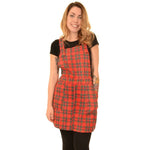 Red Tartan Twill Dungaree Pinafore Dress by Run and Fly - Minimum Mouse