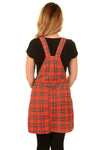 Red Tartan Twill Dungaree Pinafore Dress by Run and Fly - Minimum Mouse