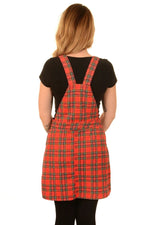 Red Tartan Twill Dungaree Pinafore Dress by Run and Fly - Minimum Mouse
