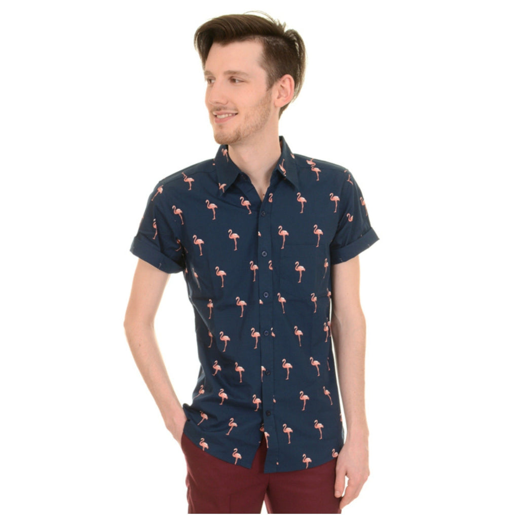 Retro Flamingo Print Shirt by Run and Fly - Minimum Mouse