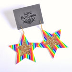 Retro Rainbow Sparkle Star Earrings by Love Boutique - Minimum Mouse