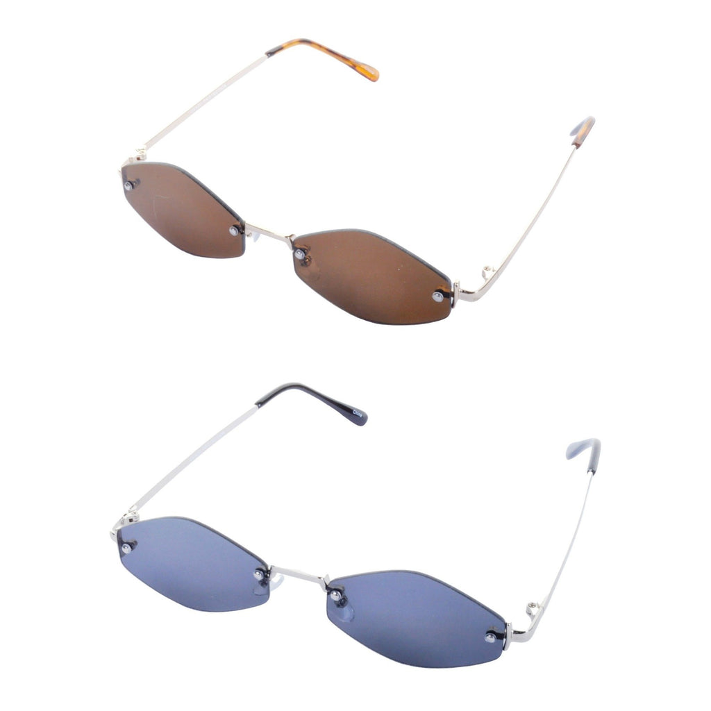 Rimless Diamond Frame Sunglasses - Minimum Mouse