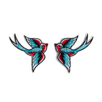 Rockabilly Swallows Iron On Patch - Minimum Mouse