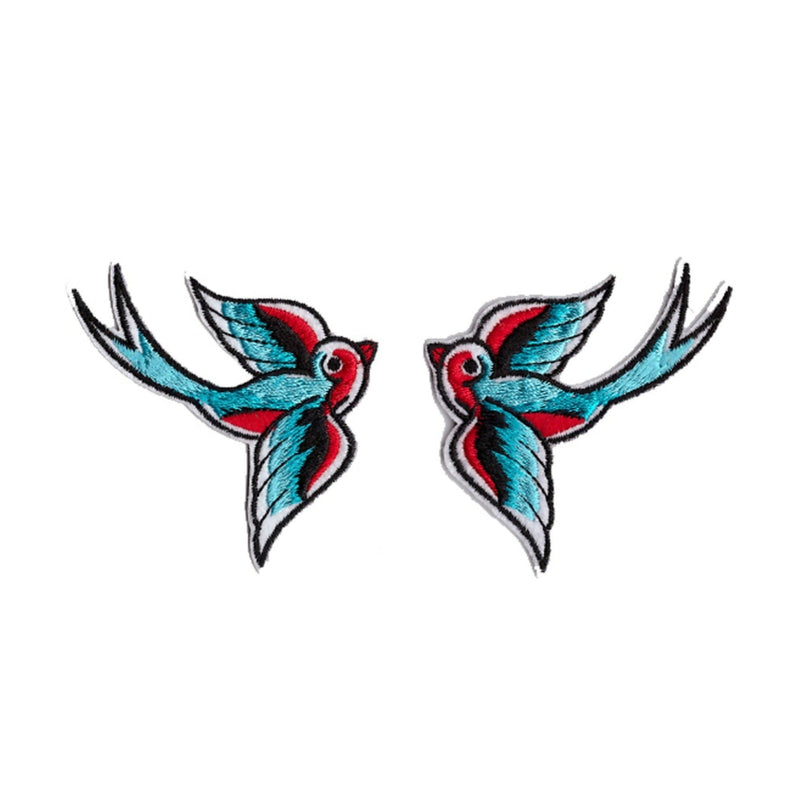 Rockabilly Swallows Iron On Patch - Minimum Mouse
