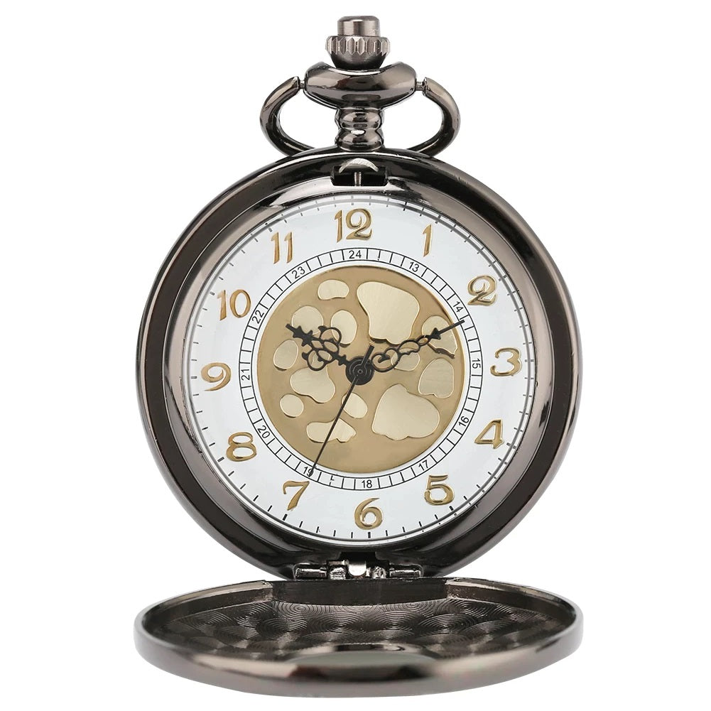 Black Roman Numerals Quartz Pocket Watch