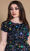 School of Science Print Cotton Tea Dress with Pockets by Run and Fly