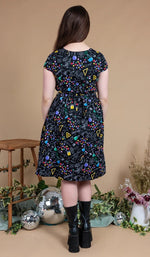 School of Science Print Cotton Tea Dress with Pockets by Run and Fly