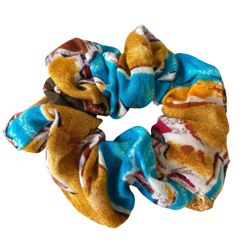 Seaside Print Scrunchie - Made From Vintage Fabric - Minimum Mouse