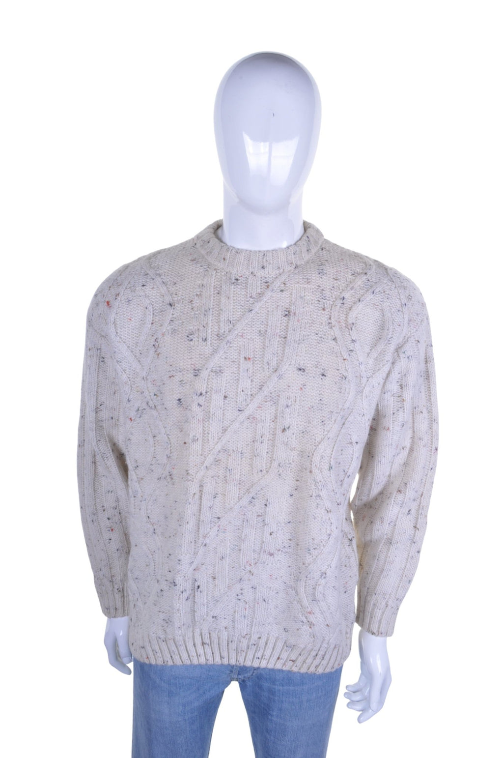 Shetland Wool Cable Knit Aran Jumper XL - Minimum Mouse