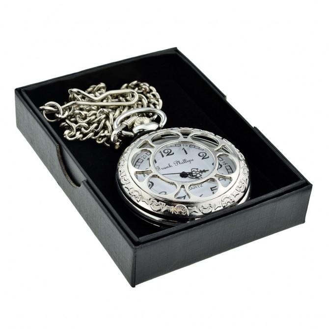 Silver Cut Out Quartz Pocket Watch - Minimum Mouse