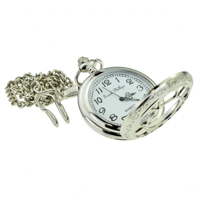 Silver Cut Out Quartz Pocket Watch - Minimum Mouse