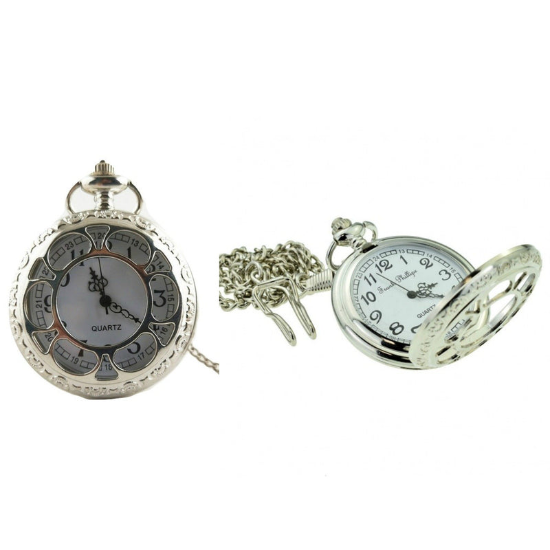 Silver Cut Out Quartz Pocket Watch - Minimum Mouse