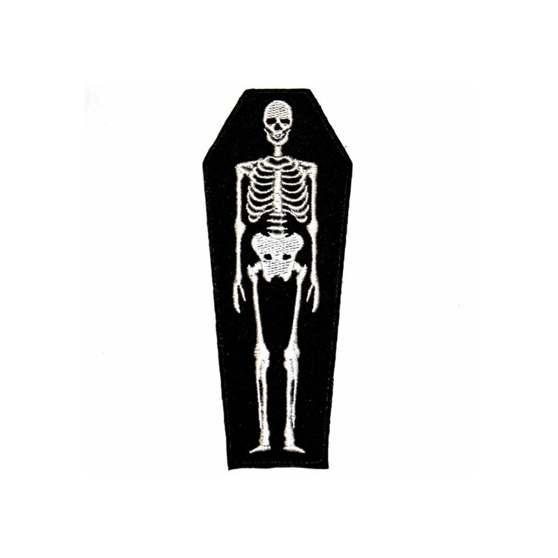 Skeleton Coffin Iron On Patch - Minimum Mouse