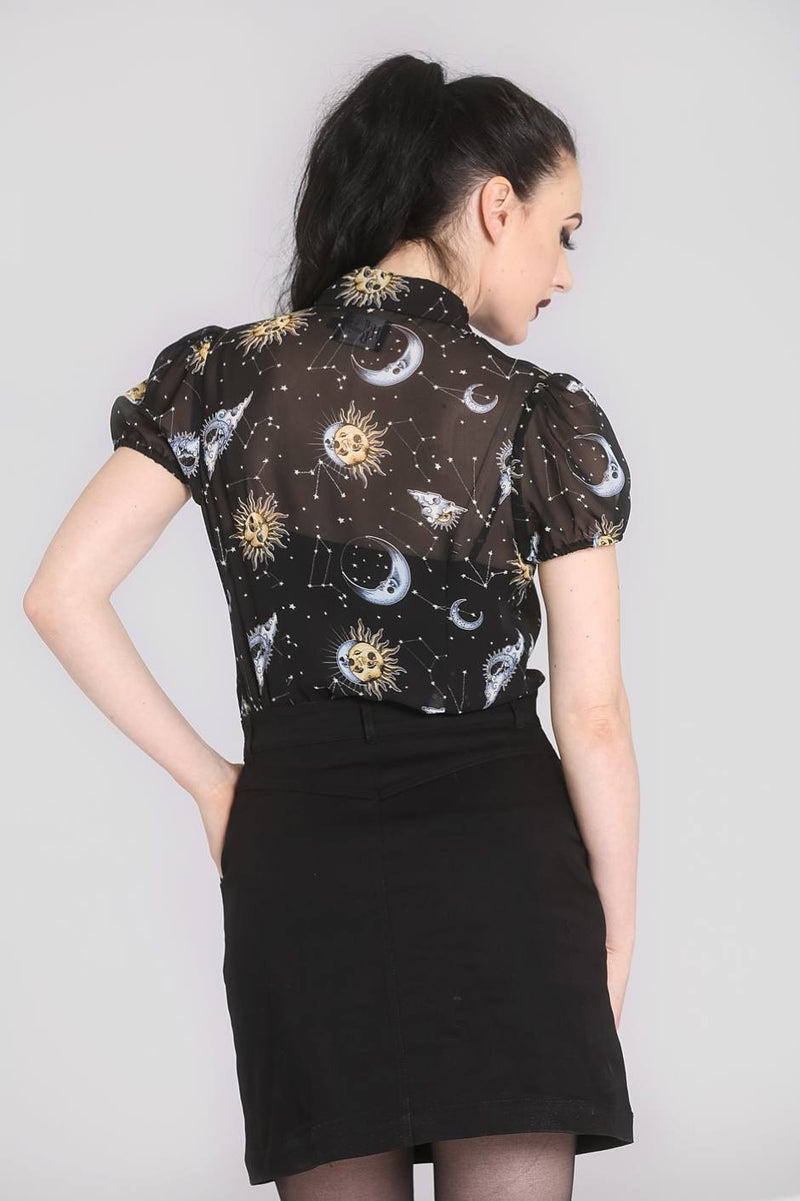 Solaris Sun and Moon Blouse by Hell Bunny