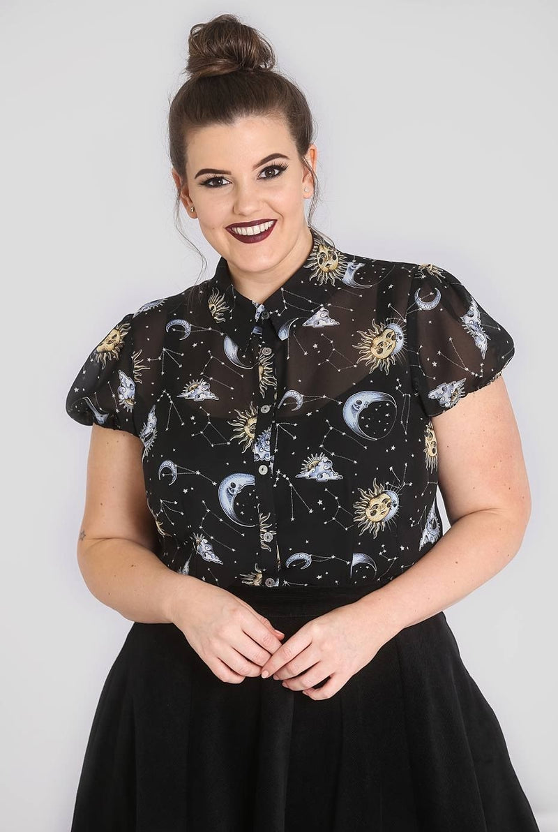 Solaris Sun and Moon Blouse by Hell Bunny