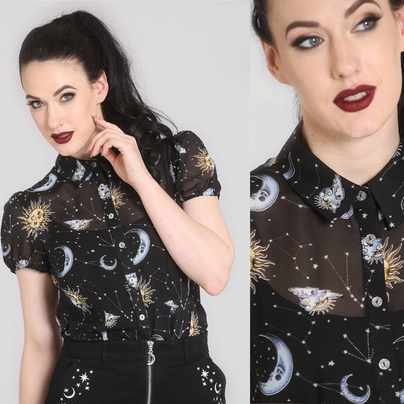 Solaris Sun and Moon Blouse by Hell Bunny