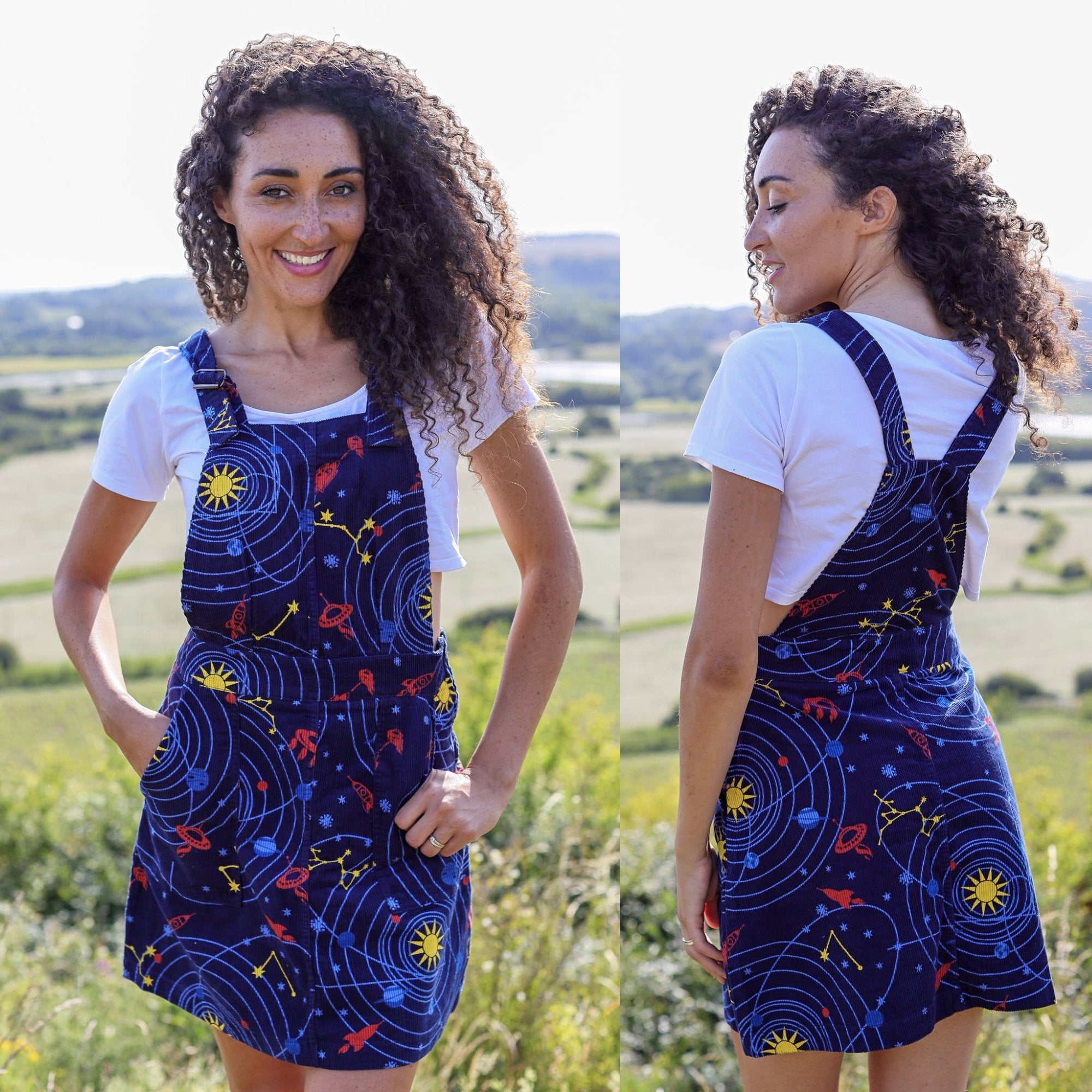 Patterned cheap pinafore dress