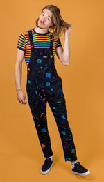 Cosmic Space Print Stretch Twill Cotton Dungarees by Run and Fly
