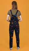 Cosmic Space Print Stretch Twill Cotton Dungarees by Run and Fly