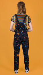 Cosmic Space Print Stretch Twill Cotton Dungarees by Run and Fly