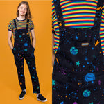 Cosmic Space Print Stretch Twill Cotton Dungarees by Run and Fly