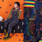 Halloween Rainbow Spiderweb Stretch Twill Cotton Dungarees by Run and Fly