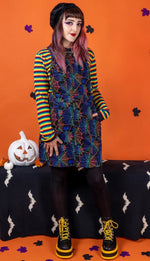 Halloween Rainbow Spiderweb Print Dungaree Pinafore Dress by Run and Fly