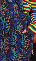 Halloween Rainbow Spiderweb Print Dungaree Pinafore Dress by Run and Fly