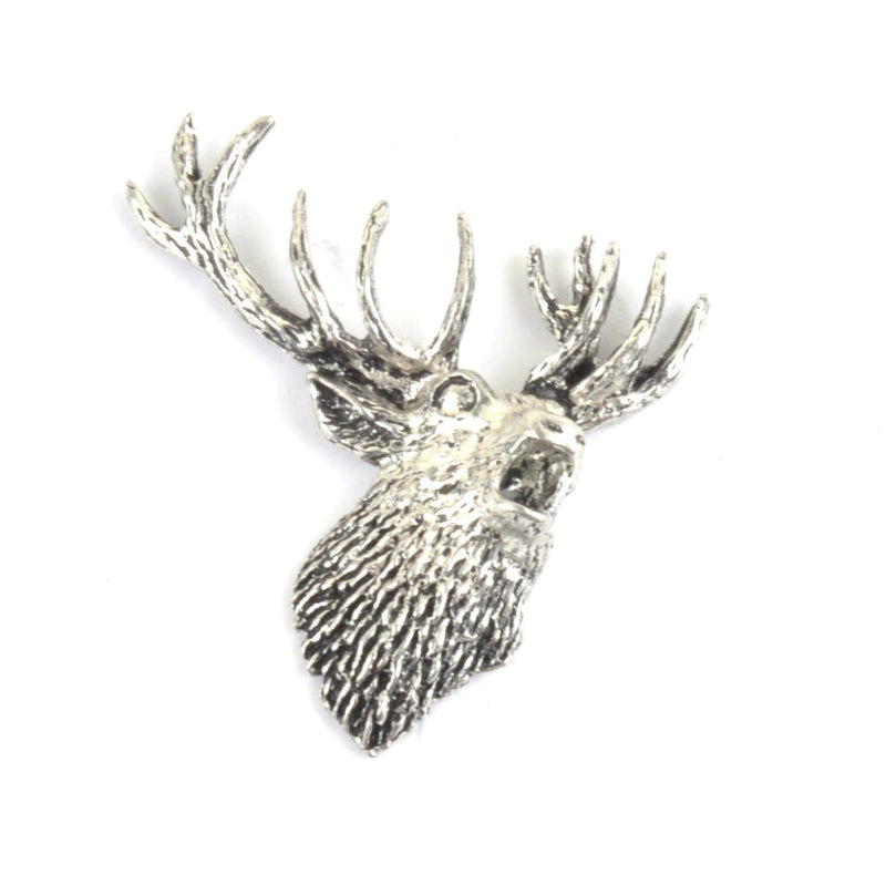 Stag Head Pewter Lapel Pin Badge - Minimum Mouse