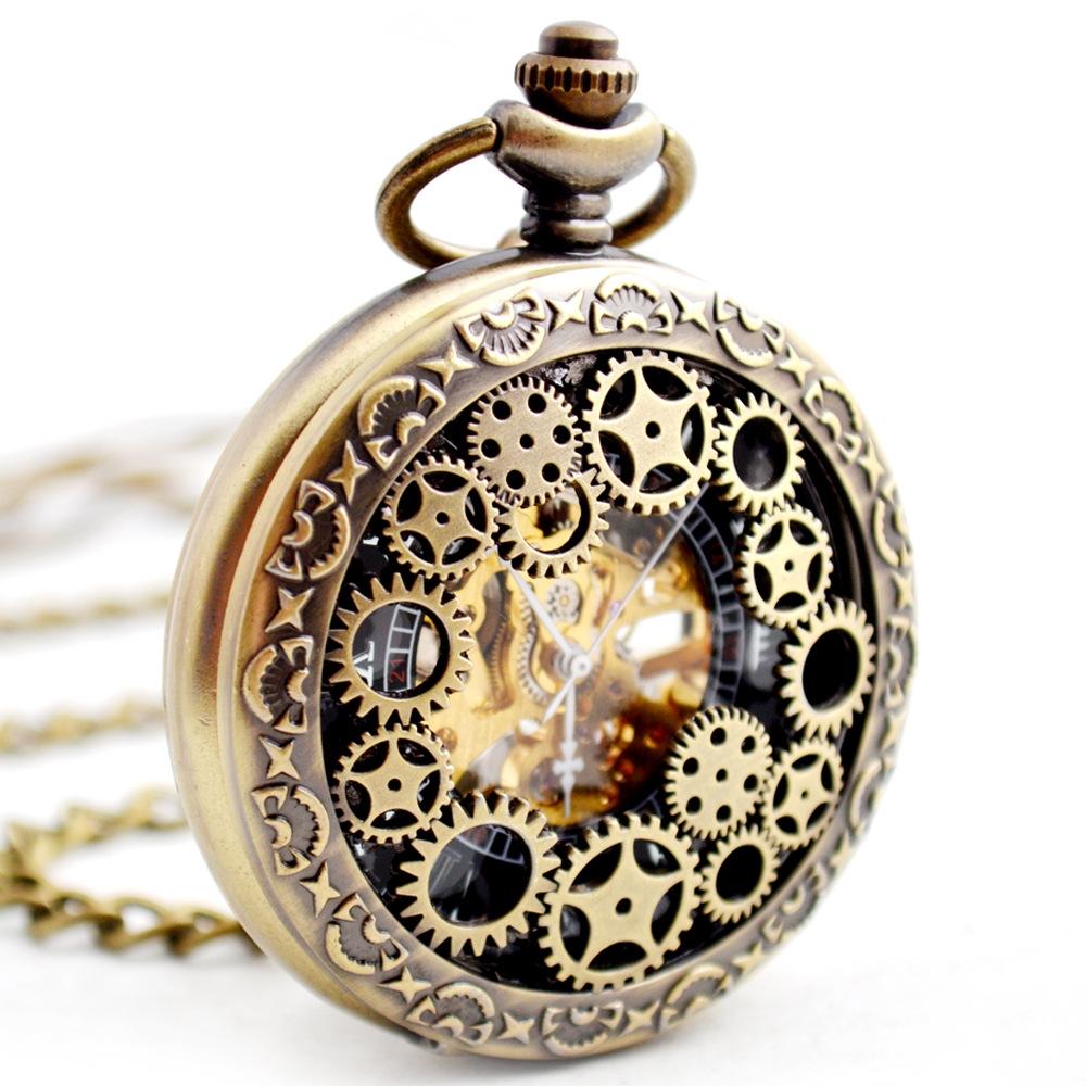 Steampunk Cogs Mechanical Hand Wind Pocket Watch - Minimum Mouse