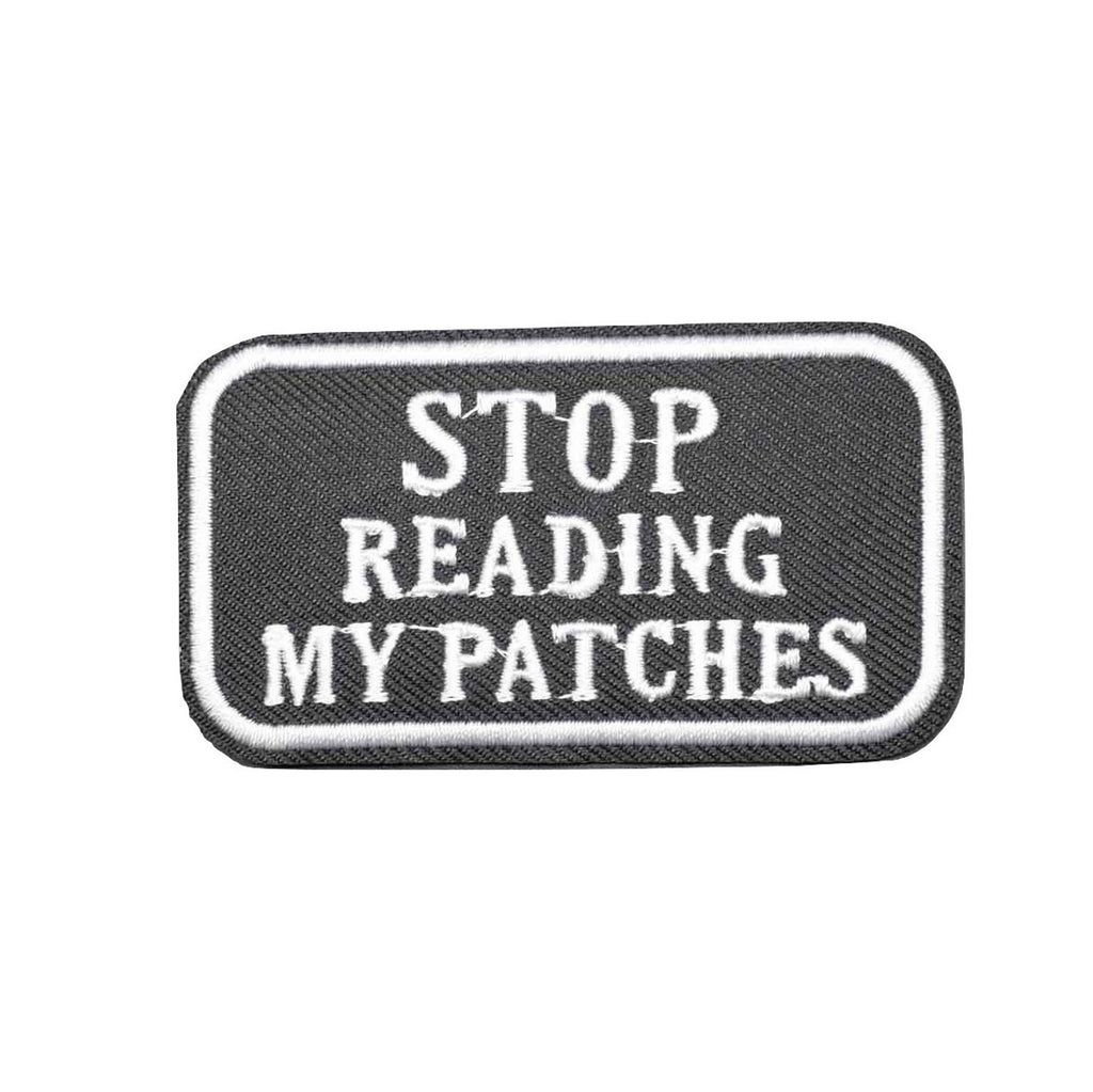 Stop Reading My Patches Funny Iron On Patch - Minimum Mouse