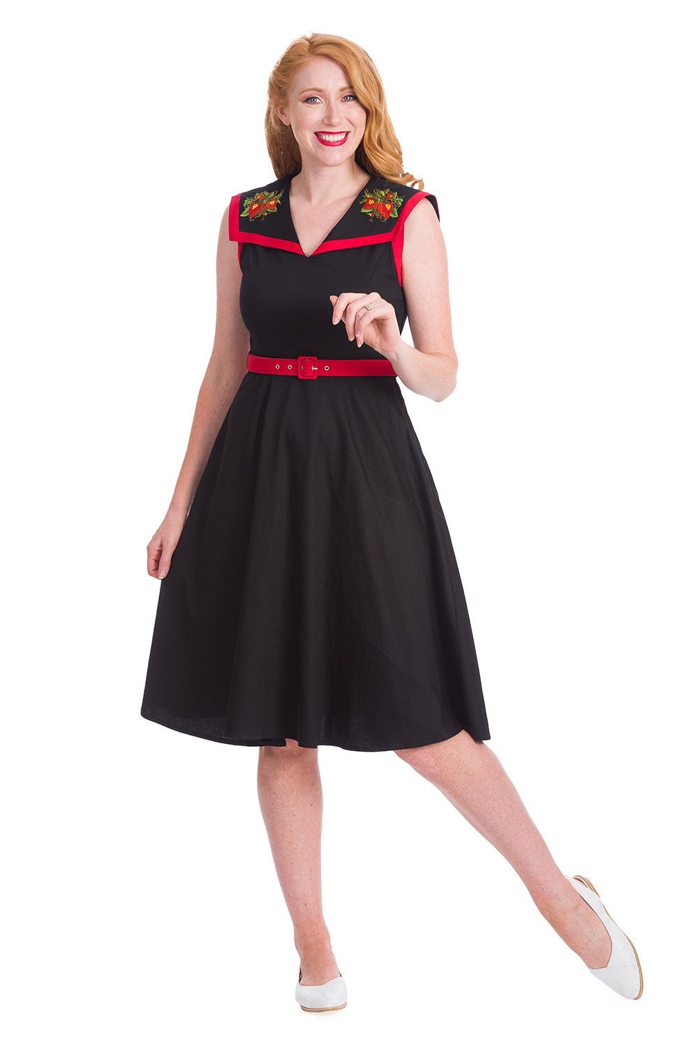 Strawberry Fields Collar Swing Dress by Banned Apparel - Minimum Mouse