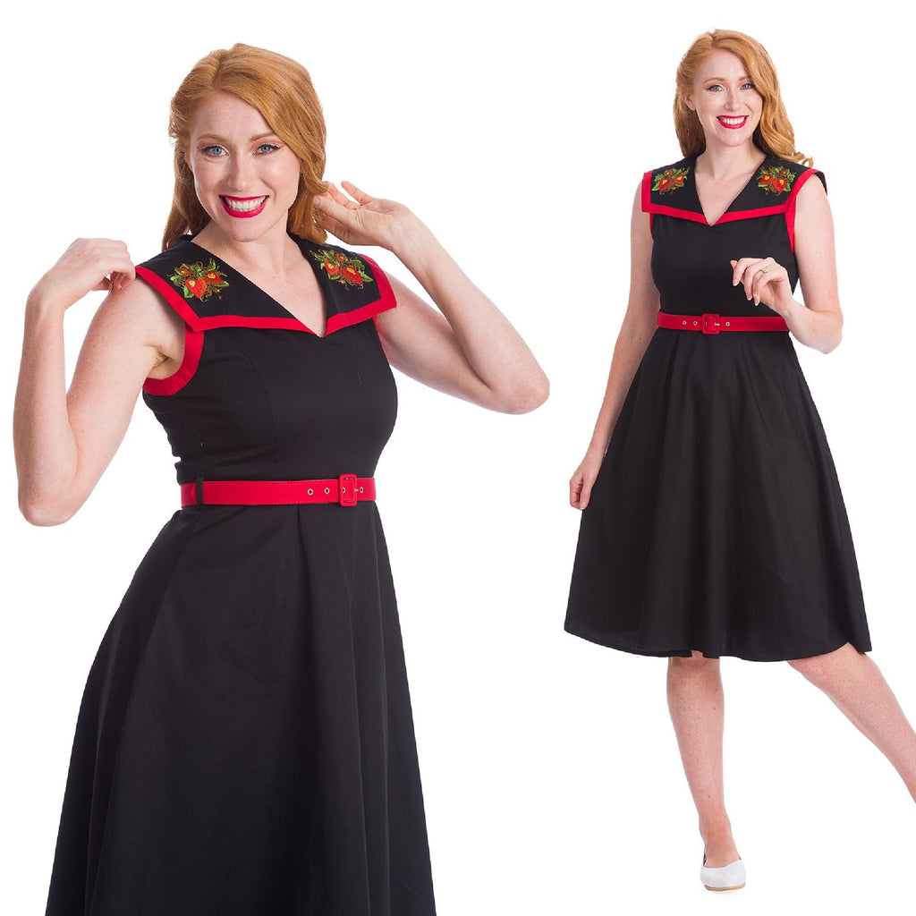 Strawberry Fields Collar Swing Dress by Banned Apparel - Minimum Mouse