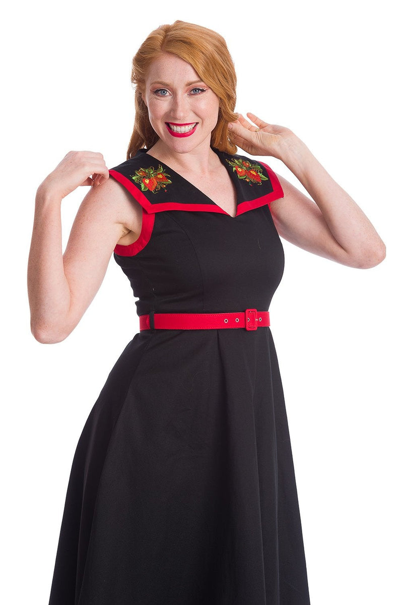 Strawberry Fields Collar Swing Dress by Banned Apparel - Minimum Mouse