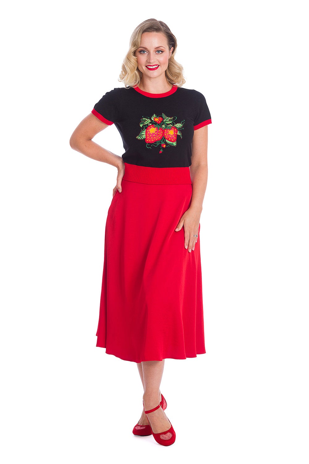 Strawberry Fields Embroidered Top by Banned Apparel - Minimum Mouse