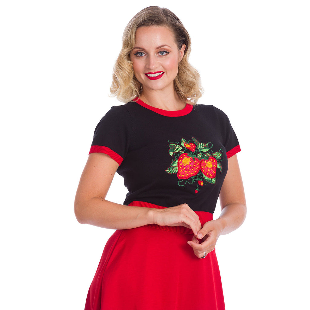 Strawberry Fields Embroidered Top by Banned Apparel - Minimum Mouse