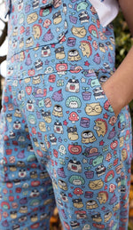 Sugar and Sloth Print Stretch Twill Cotton Dungarees by Run and Fly