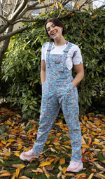 Sugar and Sloth Print Stretch Twill Cotton Dungarees by Run and Fly